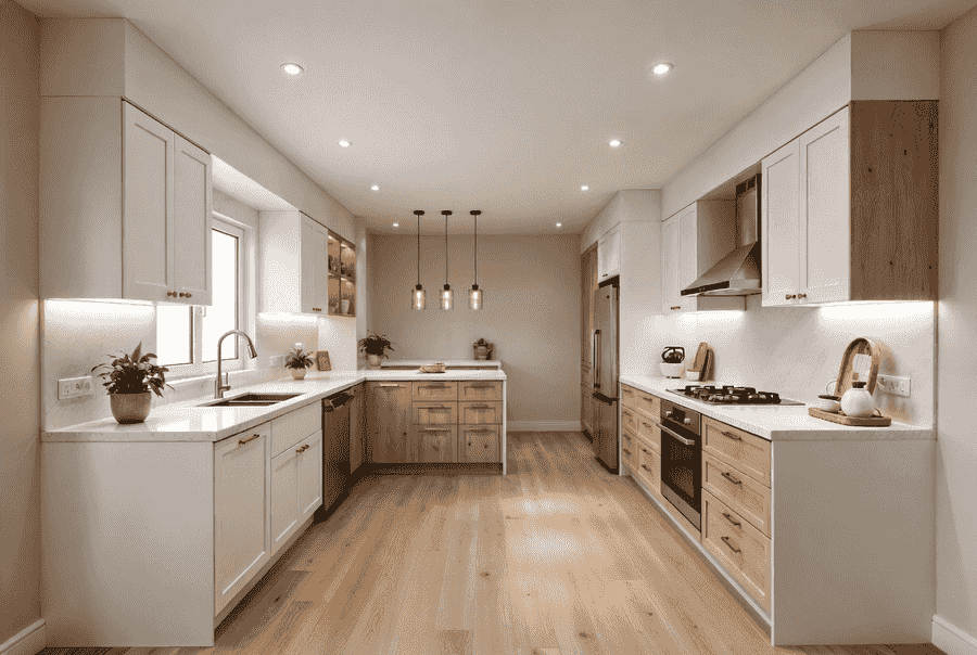 L-shaped kitchen layout for small homes