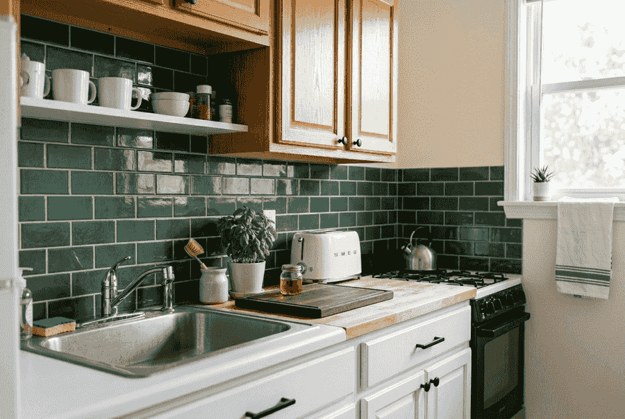 Peel-and-stick backsplash tiles for renters